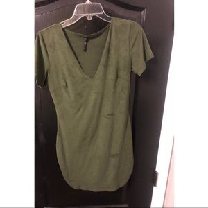 Green suede dress